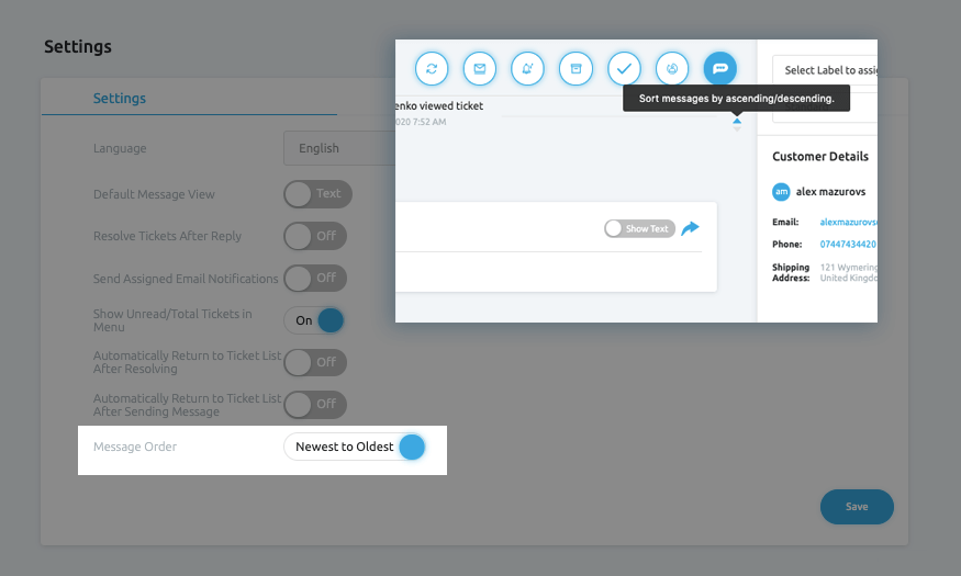 Flexible Message Sorting Options
