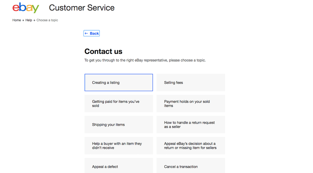 Customer chat ebay service Contacting Customer