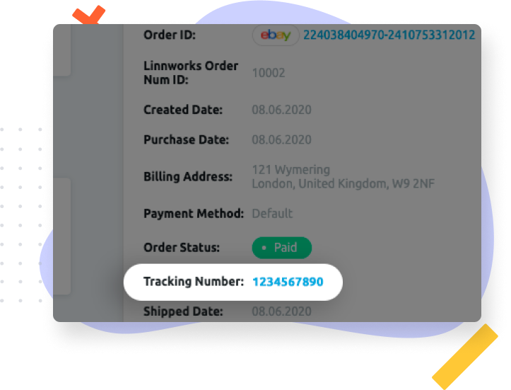 Clickable order & tracking numbers